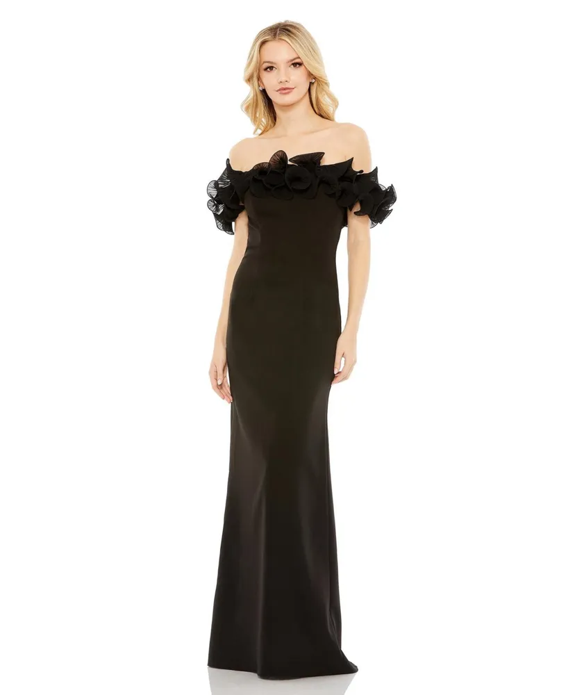 Women's Ieena Off The Shoulder Ruffle Detail Column Gown