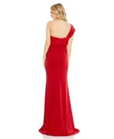 Women's One Shoulder Draped Trumpet Gown