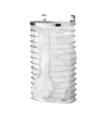 Plastic Bag Storage Holder in Chrome - Over the Cabinet Kitchen Organizer or Wall Mount Grocery Bag Storage Easy-access Openings