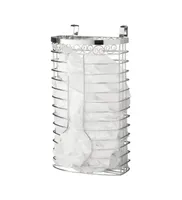 Plastic Bag Storage Holder in Chrome - Over the Cabinet Kitchen Organizer or Wall Mount Grocery Bag Storage Easy-access Openings