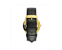 Peugeot Men's 40mm Wafer Slim Round Gold-Plated Case Watch-Black