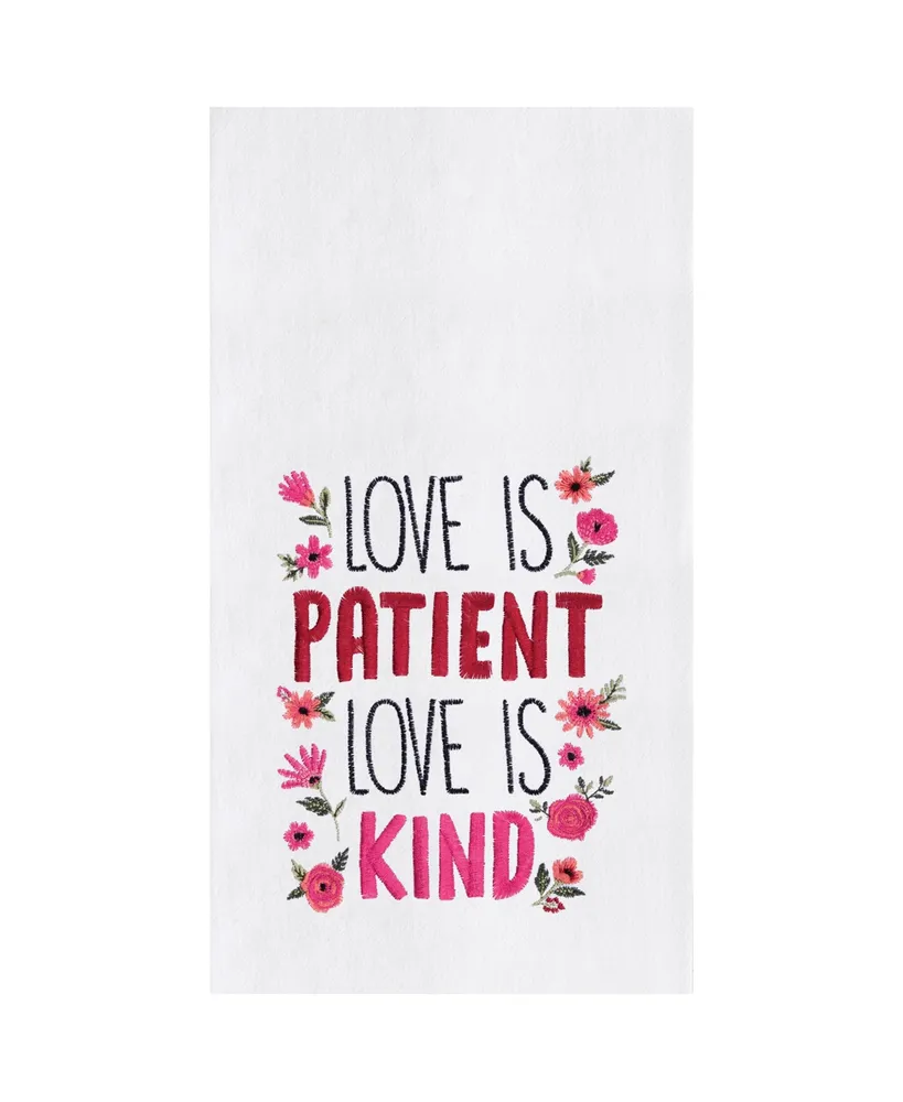 Love Is Patient & Kind Embroidered Cotton Flour Sack Kitchen Towel