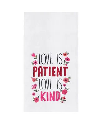 Love Is Patient & Kind Embroidered Cotton Flour Sack Kitchen Towel