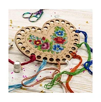 Blank for embroidery with thread on wood Heart with Flowers - Assorted Pre