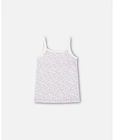 Girl Organic Cotton Tank Top Lilac Printed Little Flowers - Toddler|Child