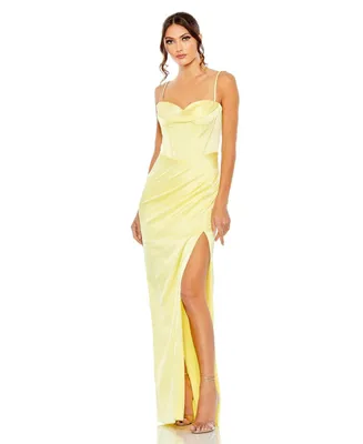 Women's Bustier Side Ruched Bodycon Gown