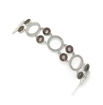 Suzy Levian Sterling Silver Cubic Zirconia Multi Circle Cluster Bracelet