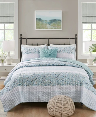 Madison Park Caralie Seersucker 4 Piece Quilt Set, Full/Queen