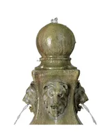 Tuscan Garden Pedestal Rustic Outdoor Floor Tiered Water Fountain 54" High Bubbler Lion Heads for Garden Patio Backyard Deck Home Lawn Porch House Rel