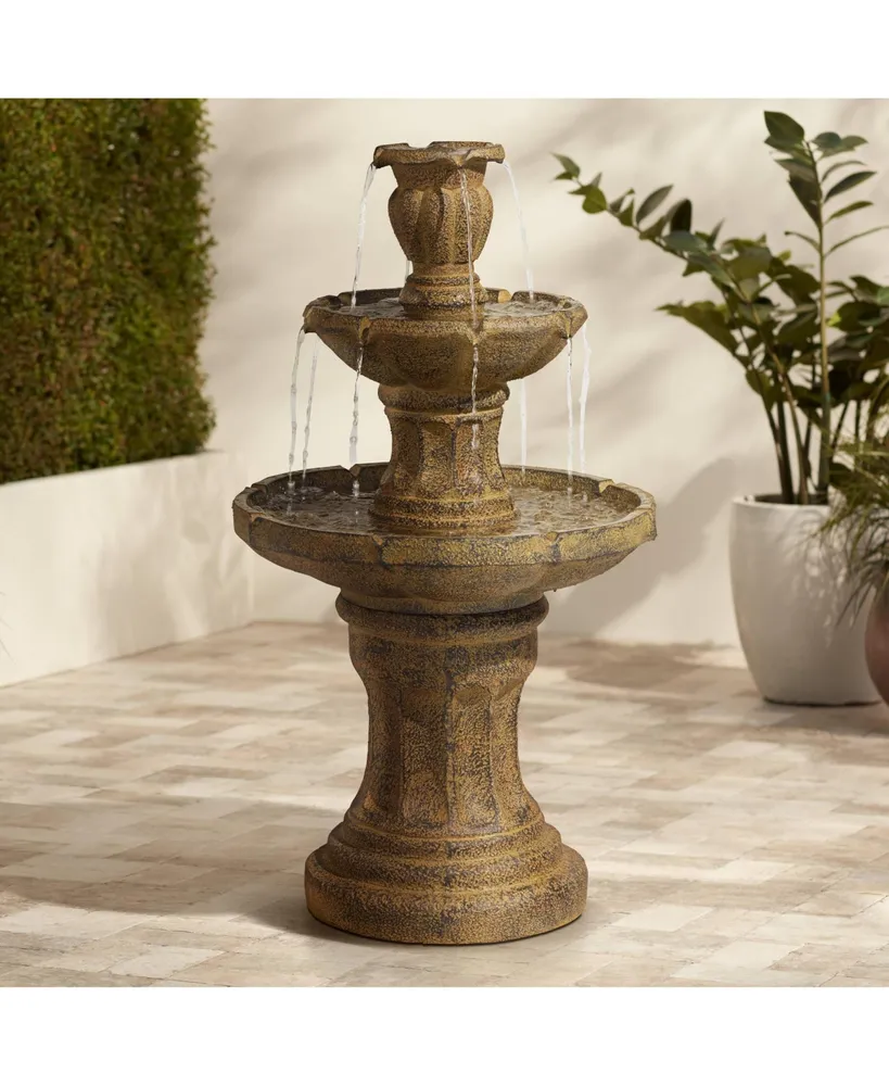 Tuscan Garden Classic Rustic Outdoor Floor Fountain and Waterfalls 41 1/2" High 3 Tiered Decor for Garden Patio Backyard Deck Home Lawn Porch House Re