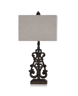 35" Traditional Textured Scroll Table Lamp with Gold Accents