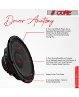 5 Core 10 Inch Subwoofer 85W Rms Full Range Pro Audio Speaker 4 Ohm Car Subwoofers 1" Ccaw Voice Coil Sub Woofer w 23 oz. Magnet for Car Rv DJs Home T