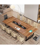 Tribe signs 8FT Conference Table, 94.49 L x 47.24 W x 29.53 H Inches Large Meeting Table/Podcast Table for 10 People