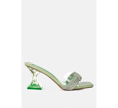 Womens Hiorda Rhinestone Knotted Spool Heel Sandals
