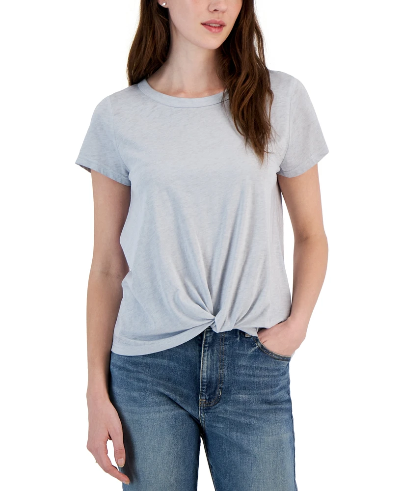 Hippie Rose Juniors' Super Soft Burnout Twist-Front Tee