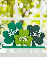 Glitzhome 16" L St. Patrick's Wooden Shamrocks Table Decor