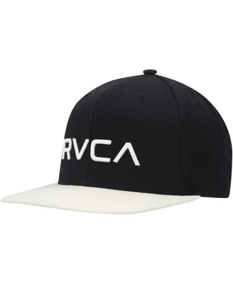 Men's Rvca Black, White Twill Ii Snapback Hat