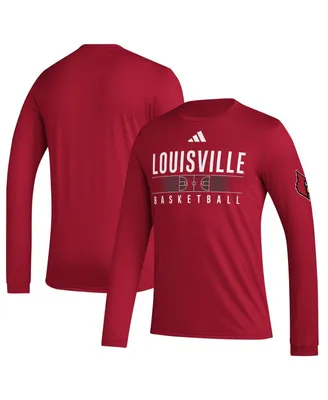 Men's adidas Red Louisville Cardinals Practice Basketball Pregame Aeroready Long Sleeve T-shirt