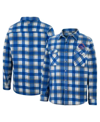 Men's Colosseum Royal, White Boise State Broncos Ellis Plaid Full-Snap Shirt Jacket