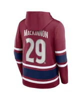 Men's Fanatics Nathan MacKinnon Burgundy Colorado Avalanche Name and Number Lace-Up Pullover Hoodie