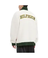 Men's Tommy Hilfiger Cream Green Bay Packers Jordan Sherpa Quarter-Zip Sweatshirt