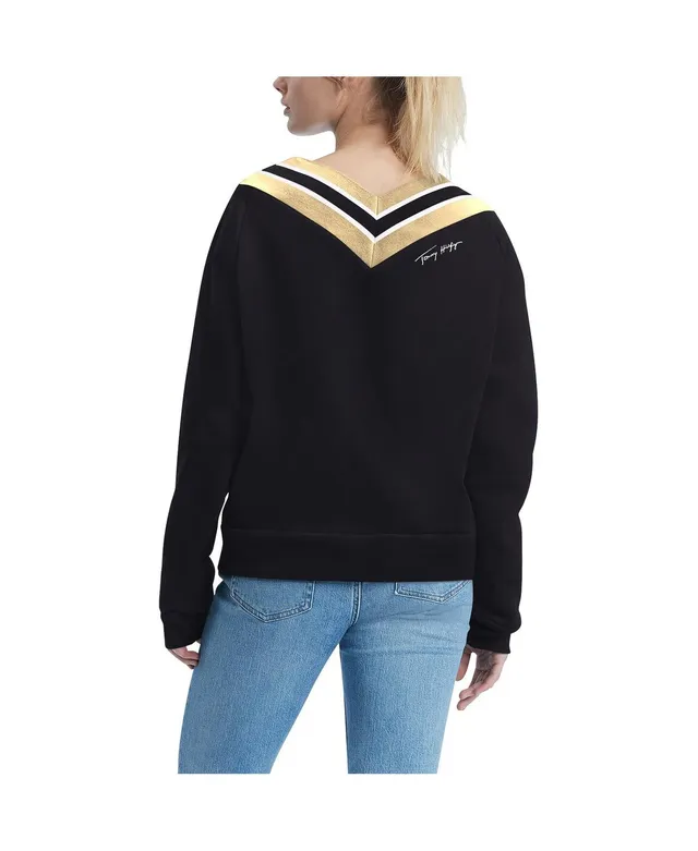 Tommy Hilfiger Women's Tommy Hilfiger Black Jacksonville Jaguars Heidi  V-Neck Pullover Sweatshirt