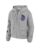 Women's Wear by Erin Andrews Heather Gray Baltimore Ravens Full-Zip Hoodie