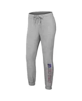 Women's Wear by Erin Andrews Heather Gray New York Giants Knit Long Sleeve Tri-Blend T-shirt and Pants Sleep Set