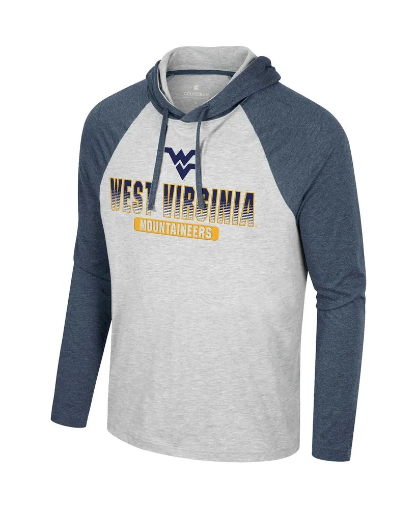 Men's Colosseum Heather Gray West Virginia Mountaineers Hasta La Vista Raglan Hoodie Long Sleeve T-shirt