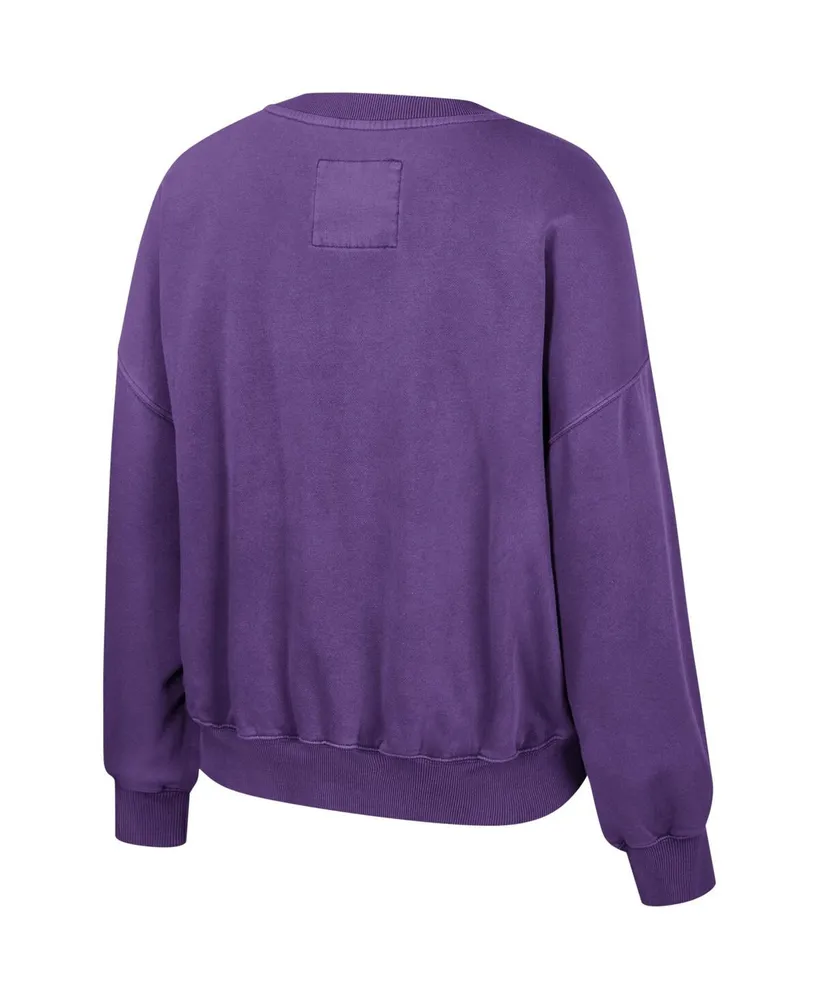 Women's Colosseum Purple Lsu Tigers Audrey Washed Pullover Sweatshirt