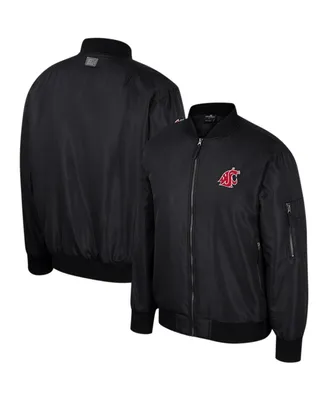 Men's Colosseum Black Washington State Cougars Full-Zip Bomber Jacket
