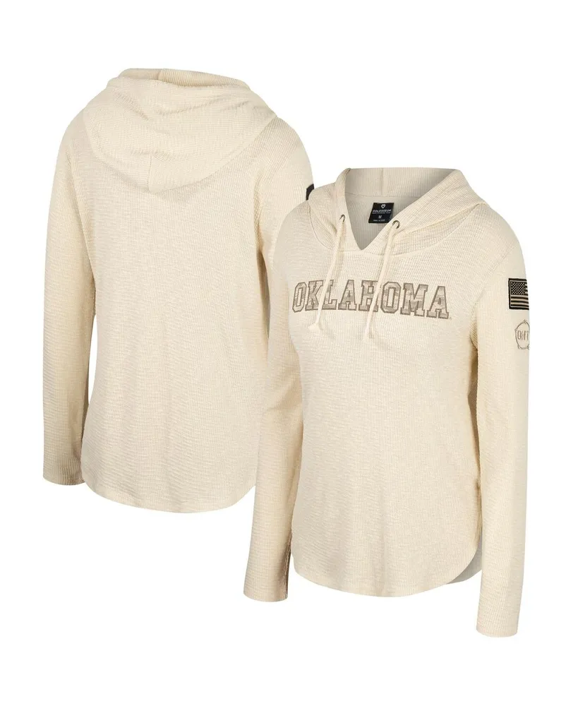 Women's Colosseum Cream Oklahoma Sooners Oht Military-Inspired Appreciation Casey Raglan Long Sleeve Hoodie T-shirt