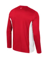 Men's Colosseum Red Wisconsin Badgers Warm Up Long Sleeve T-shirt