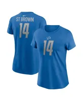 Women's Nike Amon-Ra St. Brown Blue Detroit Lions Player Name Number T-shirt