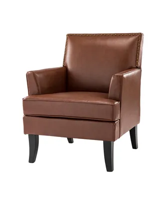 Nihad Modern Faux Leather Accent Chair with Nailhead Trim