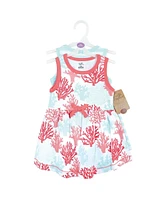 Touched by Nature Toddler Boys Organic Cotton Sleeveless Dresses, Coral Reef