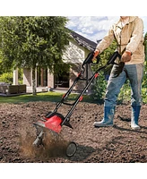 Slickblue Corded Electric Tiller and Cultivator 9-Inch Tilling Depth