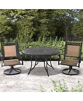 Mondawe 48" Round Aluminum Outdoor Patio Dining Table with Umbrella Hole, Black