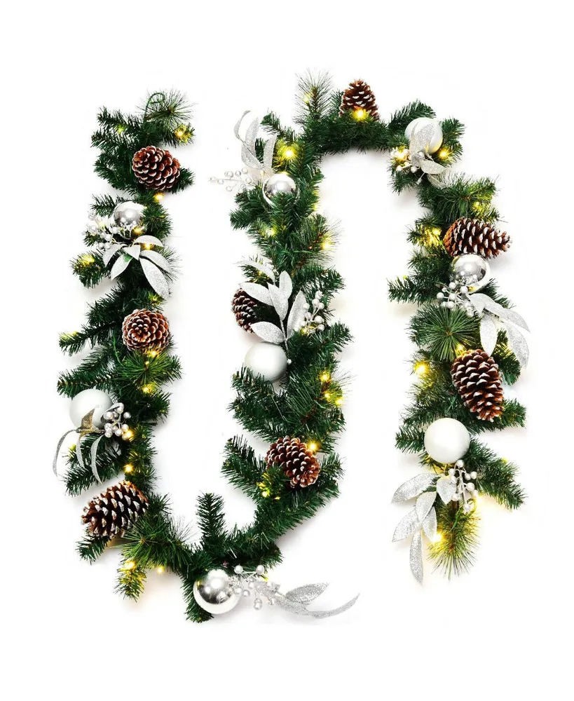 9 Feet Pre-Lit Artificial Christmas Garland with Led Lights