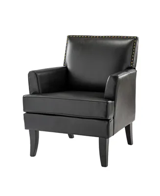 Nihad Modern Faux Leather Accent Chair with Nailhead Trim