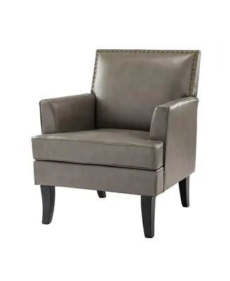 Nihad Modern Faux Leather Accent Chair with Nailhead Trim