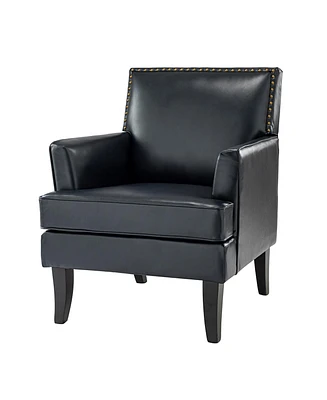 Nihad Modern Faux Leather Accent Chair with Nailhead Trim