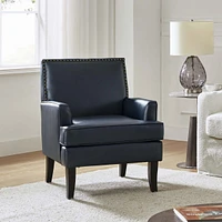 Nihad Modern Faux Leather Accent Chair with Nailhead Trim