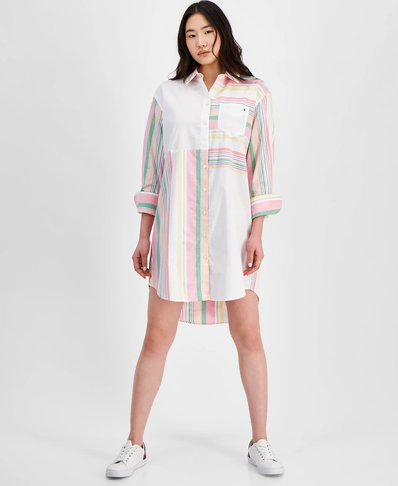 Tommy Hilfiger Women's Striped Patchwork Shirtdress
