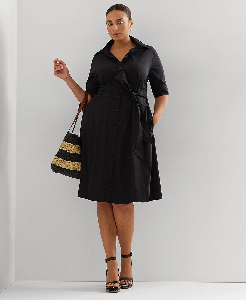 Lauren Ralph Plus Belted Shirtdress