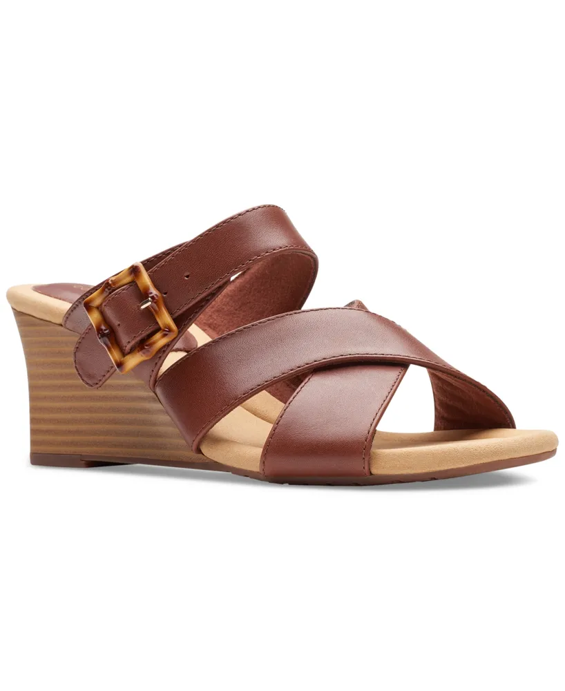 Clarks Women's Kyarra Judi Strappy Slip-On Wedge Sandals