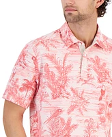 Tommy Bahama Men's Bird's Eye View Yarn-Dyed Tropical-Print Mini French Terry Polo Shirt