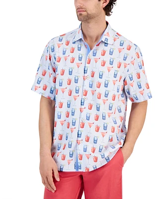 Tommy Bahama Men's Coconut Point Red White Cheers Printed Button-Down Shirt