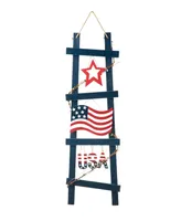 Glitzhome 36" H Patriotic, Americana Ladder-Shaped "Usa" Porch Decor