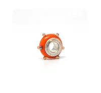 Fenton Glass Jewelry: Deep Orange 3-d Spacer Glass Charm - Multi